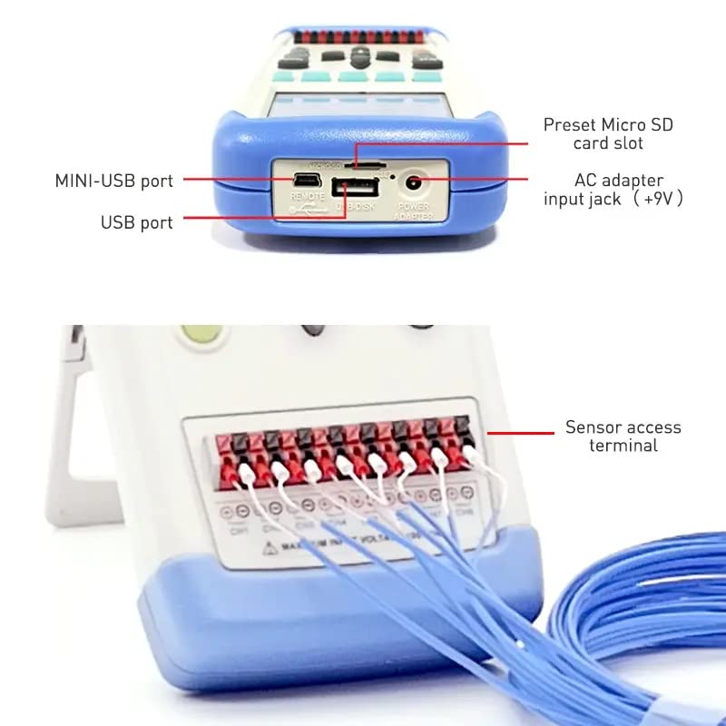 8 Channel Temperature Meter Tester Thermocouple Thermometer Temperature Data Logger Recorder Monitor with Accuracy 0.2%+1℃ Resolution 0.1℃ TFT-LCD True-Color LCD Display