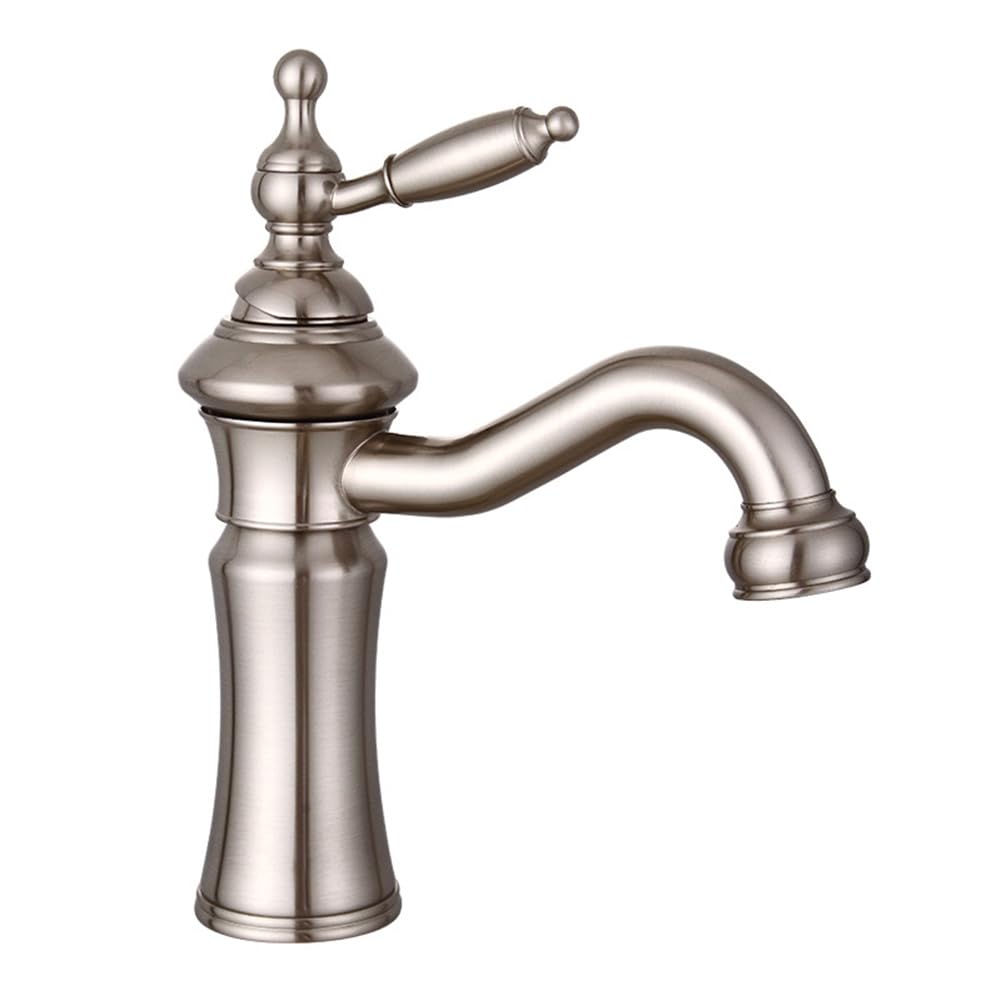 Wasserhahn Bad Waschtischarmatur Retro Antik Stil Messing Einhebel Mischbatterie Waschbecken Armatur, Badarmatur Waschtischbatterie Badezimmer, Gebürstetes