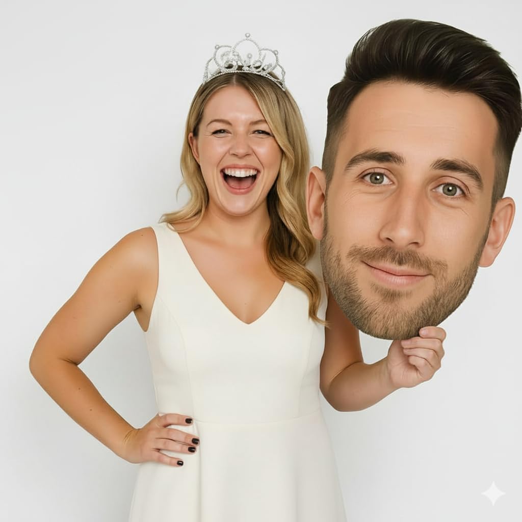 Hen Party Big Head – Personalised Face Cutout, Giant Foamex Photo Prop for Hen Do, Multiple (Large - H 58cm x W 38cm)