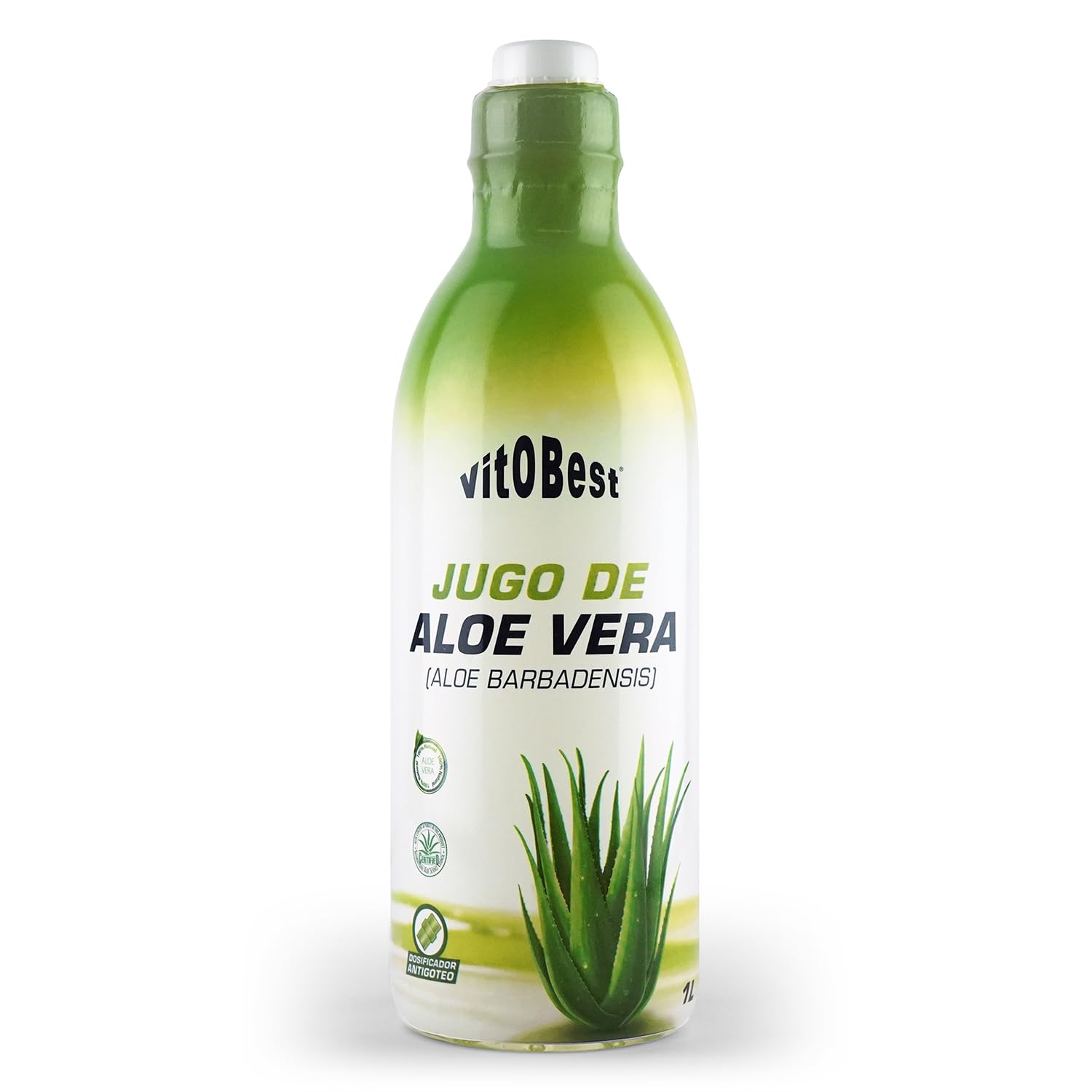 VITOBEST | Plantas Jugo de Aloe Vera | Ayuda a mitigar los pequeños malestares gástricos | Producto libre de aloína y apto para dietas veganas | 1 L