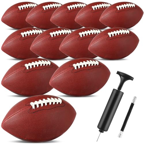 Syhood 12 Pack Composite Leather Footballs Official Size Footballs Bulk