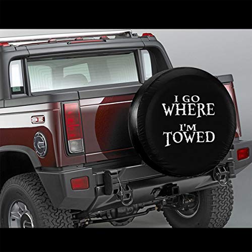 Uktly I Go Where I'm Towed Tire Covers - Spare Tire Cover for RV Jeep Wrangler Trailer Campers 16 Inch Wheel Water-Proof Dust-Proof and Sun Protection - Thumbnail 2