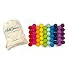 Rainbow Party - 100% Handmade Wool Felt Pom Poms - (50) Pure New Zealand Wool Felt Balls - DIY Pompoms - 0.8-1.0" Size - Drawstring Muslin Bag #1
