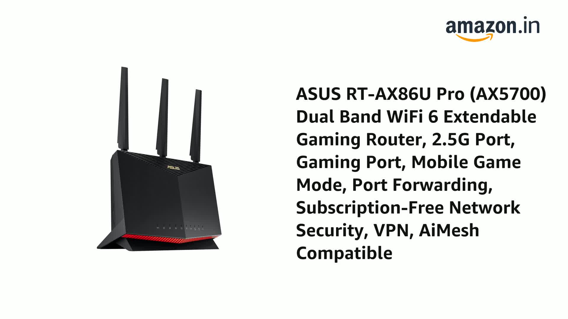 ASUS RT-AX86U Pro (AX5700) Dual Band WiFi 6 Extendable Gaming