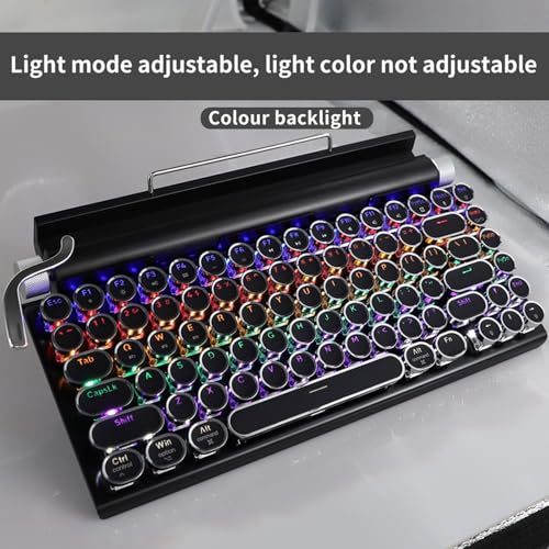 Adventurers Typewriter Style Retro Mechanical Keyboard LED Backlight 83 Keys Bluetooth 5.0 Blue Axis, Suitable Desktop Computers/Laptops Mac/Mobile Punk Keys, Black, 12.8 x 6.6 x 1.6 inches