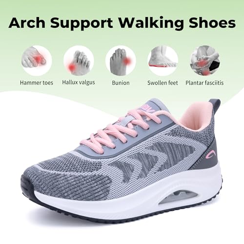 Image of IIV Women's Walking Shoes | Arch Support Orthotic Tennis Shoes | Plantar Fasciitis Sneakers for Pain Relief