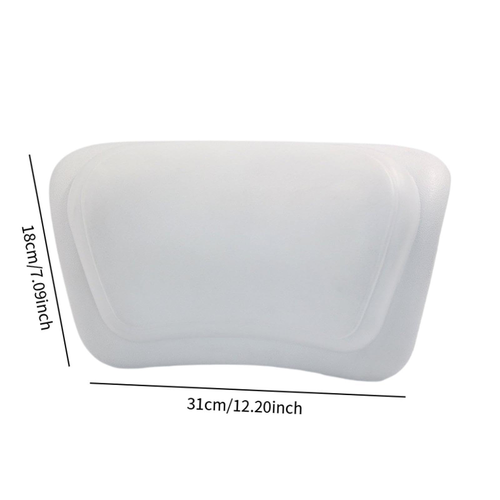Almohada para Bañera con Ventosas Antideslizantes Y Soporte Firme para El Cuello Almohadilla de PU Suave Y Compacta Perfecta para Usar en Bañeras, Blanco