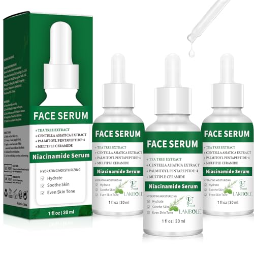 3 Pack 5% Niacinamide Serum with 4% Tea Tree Extracts & 1% Centella Asiatica Extracts for Hydration and Even Tone (1fl.oz/30ml Each)