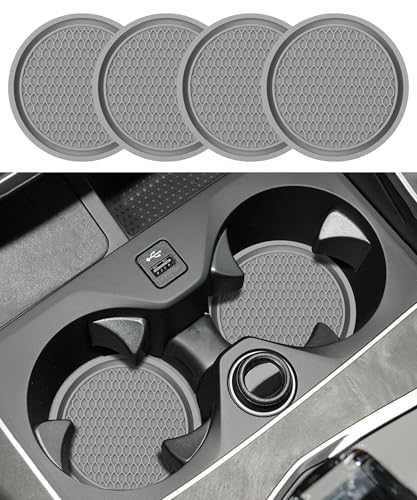 Flaconi 4 Piezas para Coche,Inserto para Portavasos De Coche,Posavasos para Portavasos,Accesorios Interiores para Coche,Posavasos para Taza De Coche(Gris)