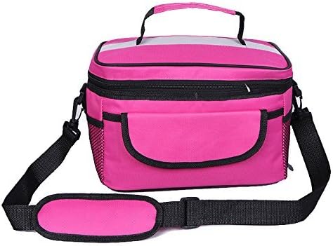 HMQINYI Insulated Thermal Lunch Bag for Women,Pink Lunch Box for Girls,Picnic Cooler Bag with Shoulder Strap 8L,8 cans (Rose red)