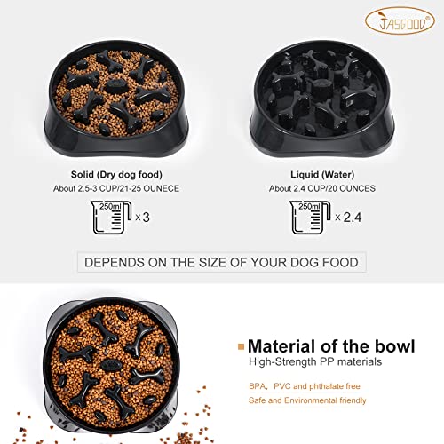 Jasgood Large Slow Feeder Dog Bowl Slow Eating Bowl Slow Feeding Non-Slip Puzzle Bowl Dog Feeder Bowl Anti-Choking Dog Bowl, A-Black, Large #TOP5