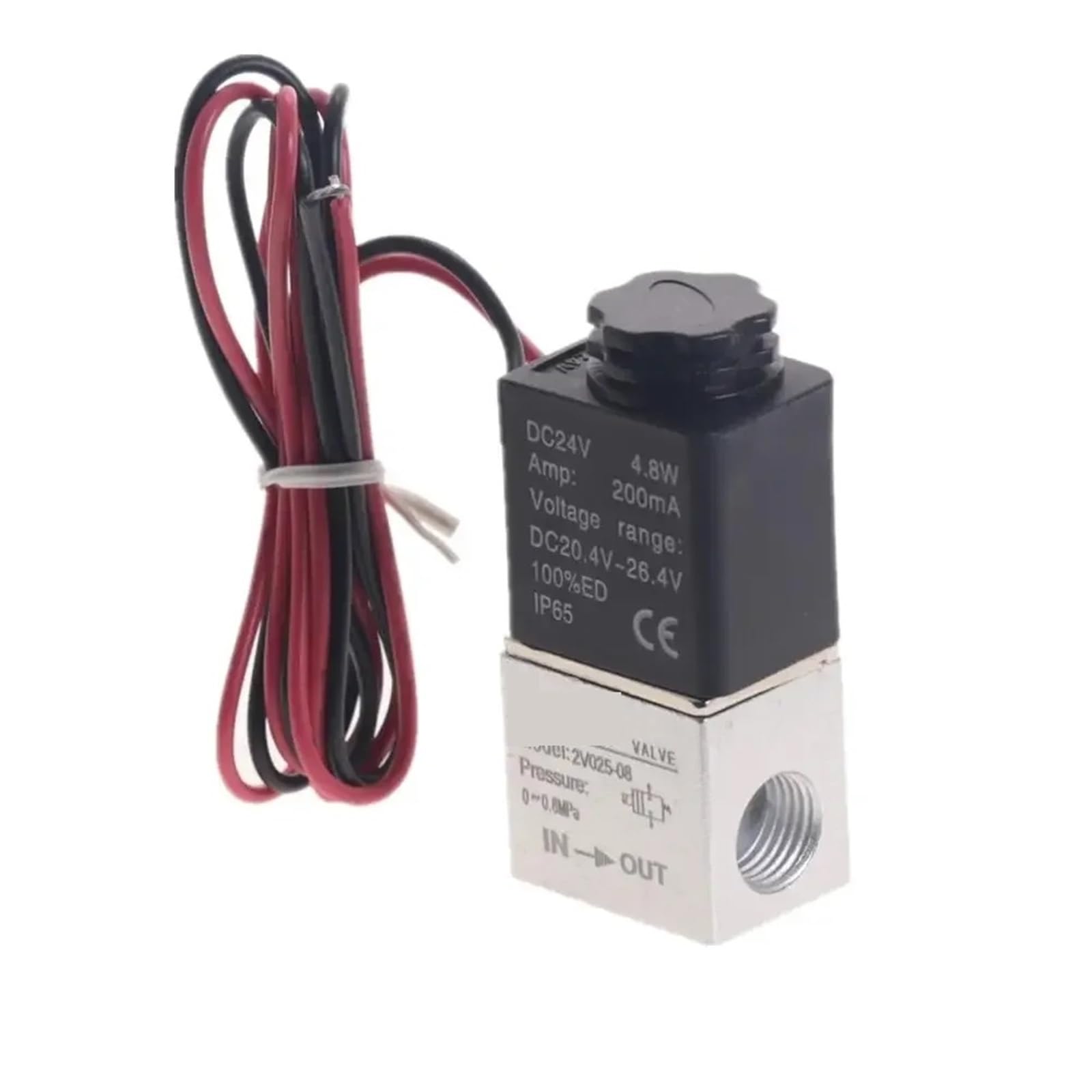 Électrovanne pneumatique 1/4 pouce normalement fermée 12V DC 2V025-Wire
