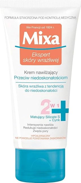 Mixa Ekspert Skóry Wrażliwej Przeciw Niedoskonałościom Krem Nawilżający, 50 ml