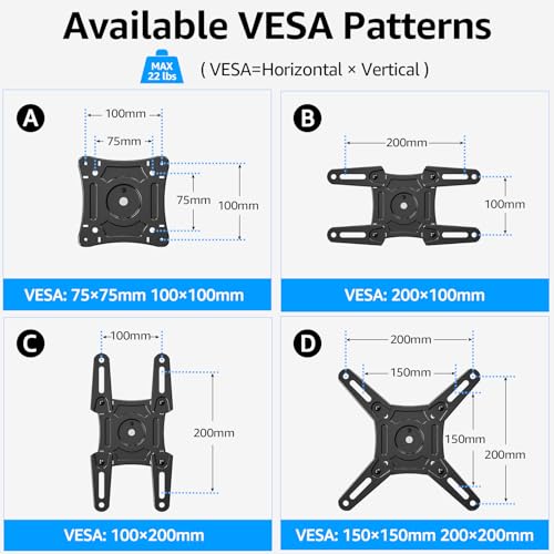 MOUNTUP Flip Down Ceiling TV Mount for 13-40" TVs, Full Motion TV Bracket with Height Adjustment, 360° Swivel & Rotate, Fits Flat & Slanted Ceilings, Max VESA 200x200mm, Up to 22 lbs, MU0049-L - Thumbnail 6