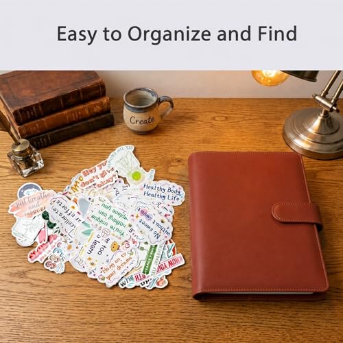 Image of Sticker Binder Organizer with Storage Sleeves,Reusable Stickers Collecting Book Album Holder, A5 Blank Sticker Container Organizer-Rust Brown