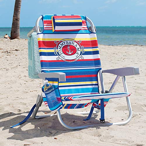 Tommy Bahama Bahama Backpack Chair Multi, Striped, 300 lb Capacity, 5 Reclining Positions, Foldable, Outdoor, Casual, Aluminum Frame, Polyester Fabric