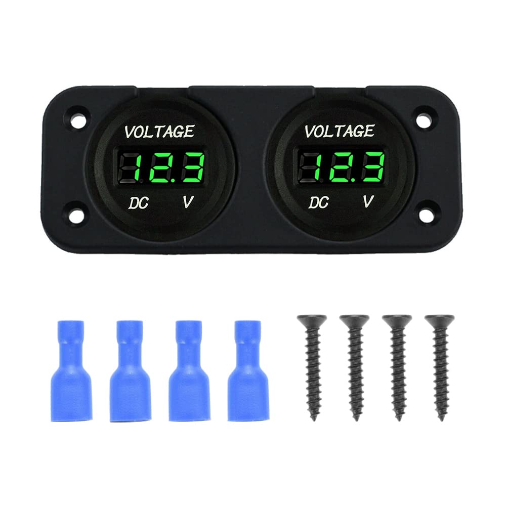 Voltmetro digitale a doppio LED MASO 12V-24V, doppia batteria per auto e moto, pannello di superficie per voltmetro con display a LED