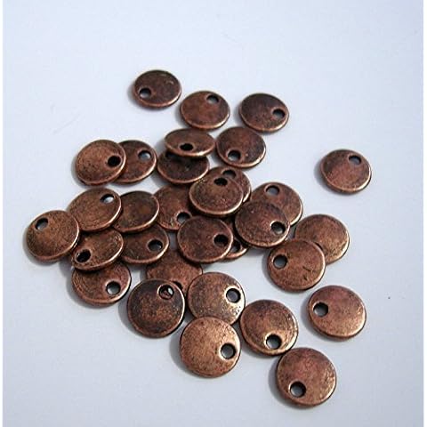 BeadsTreasure 30 Pcs- Antiqued Copper Plated Flat Round Disk Stamping Blanks Tag. Cover