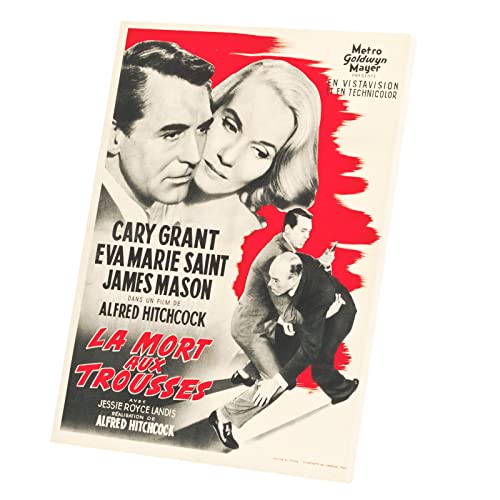 Toile imprimée la Mort aux Trousses : affiche rétro cinéma vintage de 40 x 54 cm pour mur