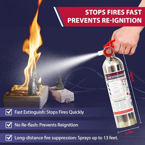 Ougist Portable Fire Extinguisher for Home with Mount, Non-Toxic Water-Based Fire Extinguishers for House - A, B, C, K Types for Kitchen, Truck, Car, Boat, Camping -1 Pack