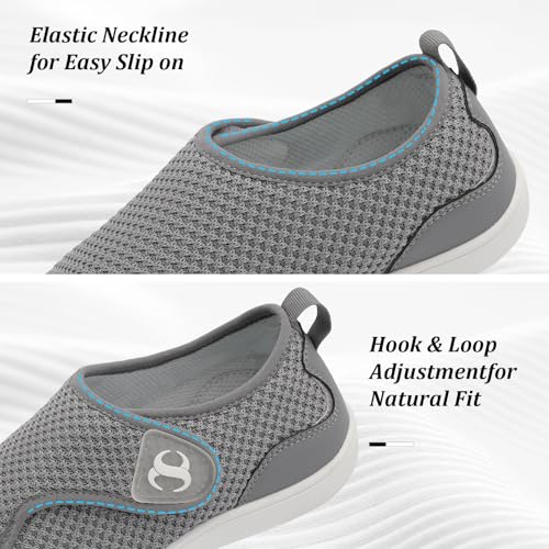 Scurtain Women's Walking Wide Diabetic Orthopedic Shoes Recovery Nursing Sneakers Comfortable Bunion Neuropathy Shoe Spring Summer Slippers Shoes for Women Size 10 Grey3