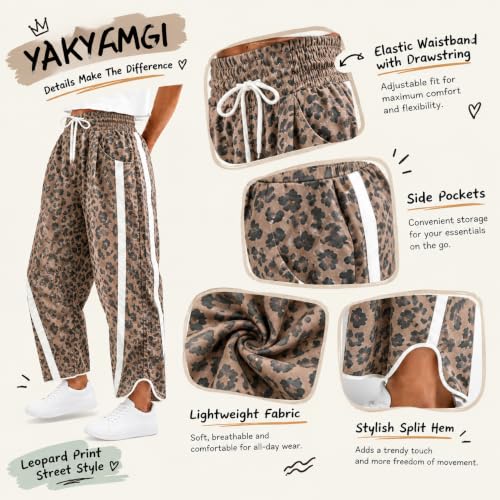 Leopard Pants for Women Baggy Elastic Waist Parachute Barrel Cheetah Pants - image 6