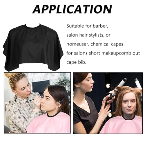 UESDU Frisierumhang Kurz, 2 Stück Wasserdichter Make up Umhang Friseurumhang Haarschneideumhang mit Klettverschluss für Salon Haarschneiden Friseur (Schwarz, Rosa)