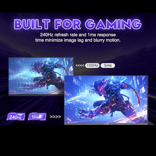 Image of Viewedge Gaming Monitor 24 inch 240Hz, VA 1ms, FHD 1080p and HDR 10 PC Computer Monitor with 100% sRGB, Bluelight Filter, 2 HDMI & 1 DP Port, Support Adaptive Sync and Wall Mounted