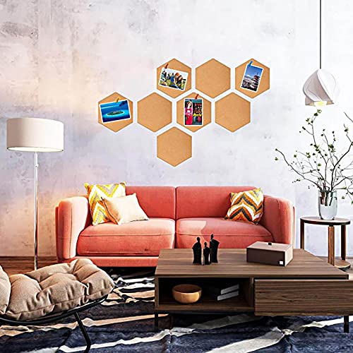 Nuzyz Message Board, 1 Set Wall Mounted Cork Board Self Adhesive Hexagon Creative Wall Message Board Home Decor (1Pc + 8 X Cork Screws) #TOP2
