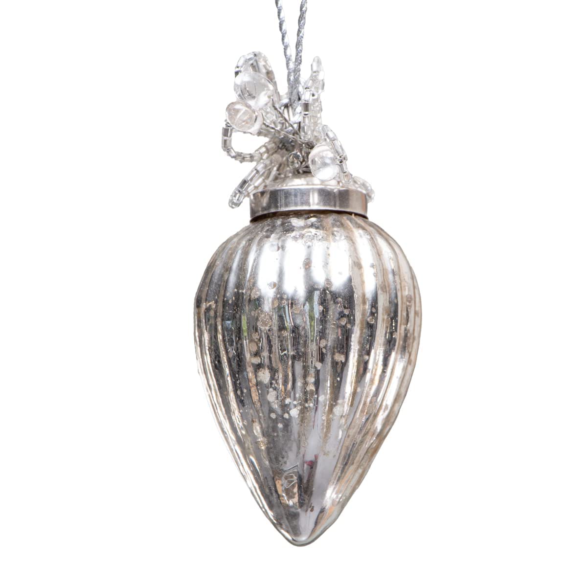 Antikas - Lot de 12 boules de Noël en forme de pommes de pin | verre, argent, structure | H 10,5 cm x l 5,0 cm
