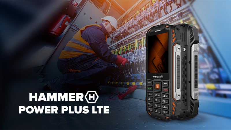 HAMMER Power Plus LTE Wytrzymały Telefon Komórkowy Bez Umowy, 2,8 Cala, 64/128 MB, 4000 mAh, 4G LTE, VoLTE, IP68, MIL-STD-810H, Dual SIM, USB-C, Czarny