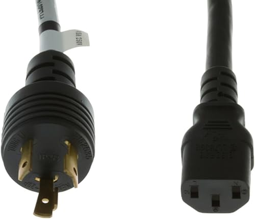 Miniatura 2 de Cable de alimentación de CA resistente de 250 V NEMA 6-20P a C13, 14 AWG, cable negro de 15 pies con tecnología Twist-Lock, conexión macho a hembra,