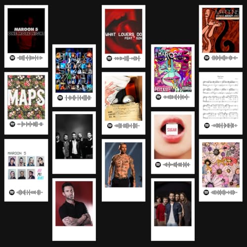 Image of Funk You Store Maroon 5 Poster | Maroon 5 Band Songs Mini Poster Kit (Set of 15) | Band's Songs Size (8 x 6 cm) Posters for Phone Accessories, Bedroom, Office, room decoration