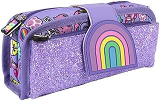 Fringoo - Silicone Patch Kids Pencil Case for Girls - Perfect for School or Home - 2 Zipped Compartment Pencil Case Holds School Supplies - Rainbow Smile