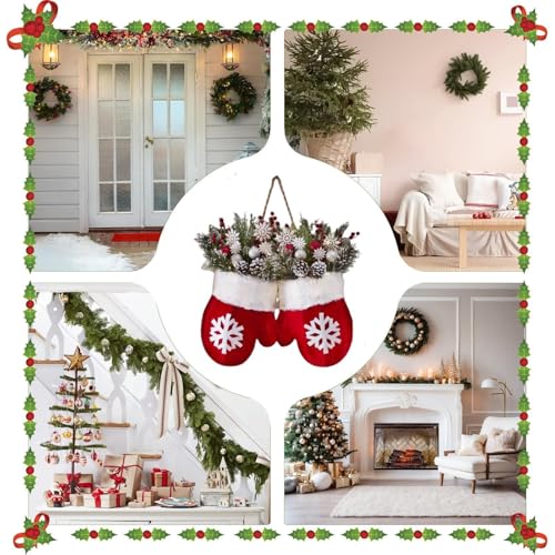 Corona de Navidad para Puerta Artificial Duradera que no Pierde Hojas en Exterior 5