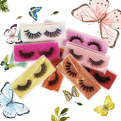 10 Styles Mixed False Eyelashes 3D Fluffy Volume Faux Mink Lashes ZEGAINE 10 Pairs Wispy Medium Length Fake Lashes Pack With 10 Portable Boxes