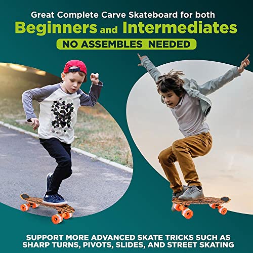 Hurtle Standard Skateboard Mini Cruiser - 6\'\' PP Deck Complete Double Kick Skate Board w/ 3.25\" Aluminum Alloy Truck, PU Wheels w/LED Light - for Kids, Teens, Adults (Tiger) - Thumbnail 5