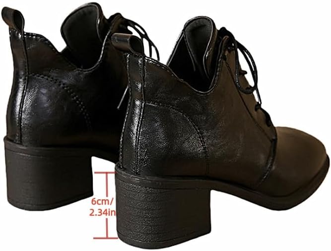 MGGMOKAY Women's Lace Up Ankle Boots Classic Chunky Heel Short Boots Fashion Casual Boot