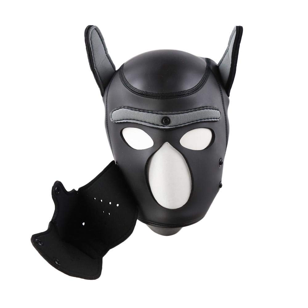 Afus Puppy Mask Dog Mask Adult Cosplay Full Mask with Ear (Gray XL)