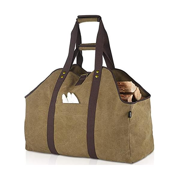 GAGAKU Extra Großer Brennholz-Holzträger Wasserdichter Leinwand Brennholzhalter Holzträger Shopper Kaminofen…