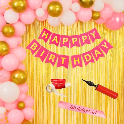 Image of Birthday Decoration Set 55 Pc, Birthday Decoration, Multiple Balloons, Curtains, Air Pump, Glue & Tapes for Party Bday Decoration Items Kit for Kids, All in one Pack