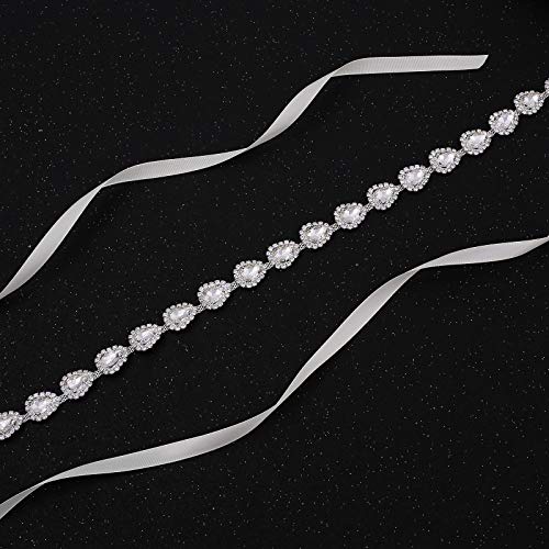 Rhinestone Bridal Belt Silver Crystal Wedding Dress Sash for Bride Bridesmaid Gowns2