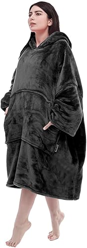 Miss Mila Sudadera con capucha de gran tamaño, manta extra larga y cálida, regalos para mujeres con mangas y bolsillo gigante, soja