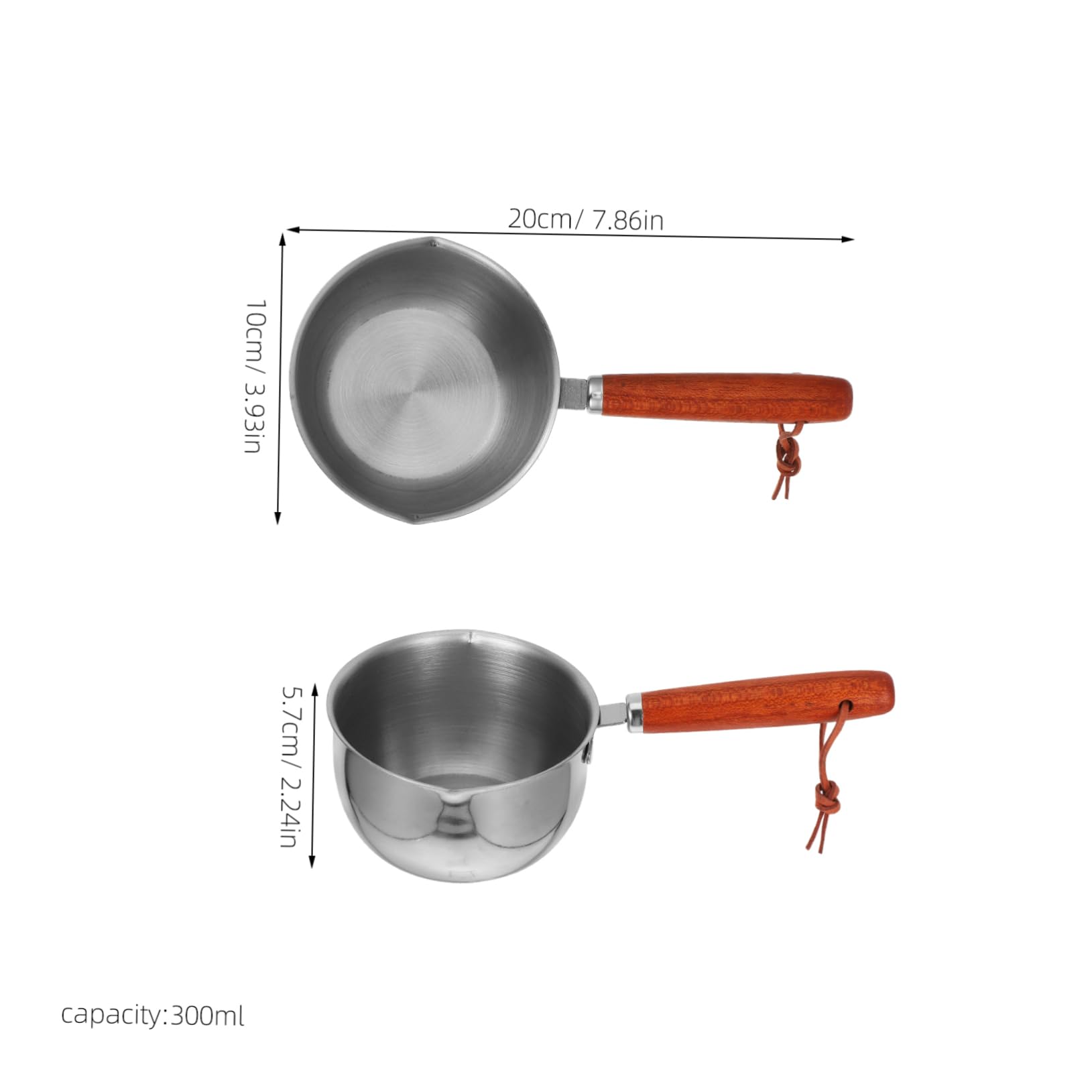 PLAFOPE Stainless Steel Mini Grease Strainer for Hot Oil Pan Butter Warmer 300ml Dual Spouts Mini Cooking Pot