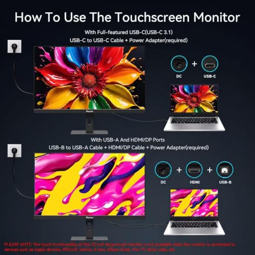Image of 32 Inch 4K Touch Monitor, 144Hz UHD 3840x2160 Desktop Monitor 10-Point Touchscreen, HDMI 2.1 & DP 1.4 & Type-C, HDR 400, Height-Adjustable & Rotatable Stand VESA Mountable External Touch Screen for PC