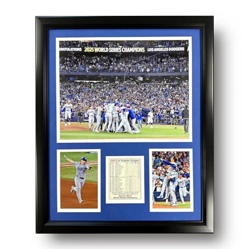 Los Angeles Dodgers | 2025 World Series Champions | Collectible Baseball Memorabilia | MLB Framed Picture & Photo Collage Gift, Man Cave Wall Art, Home Room Decor | 2 Sizes & 4 Styles (Celebration, 18"x22")