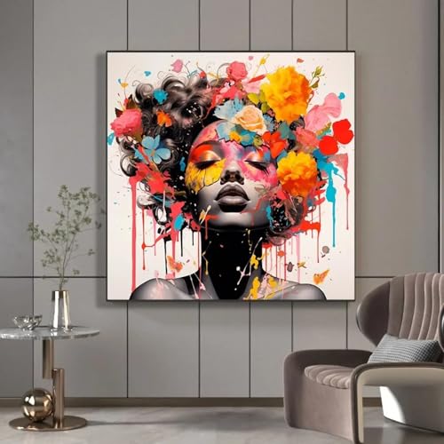 Peinture abstraite femme noire aquarelle TONGYINLI 30x30