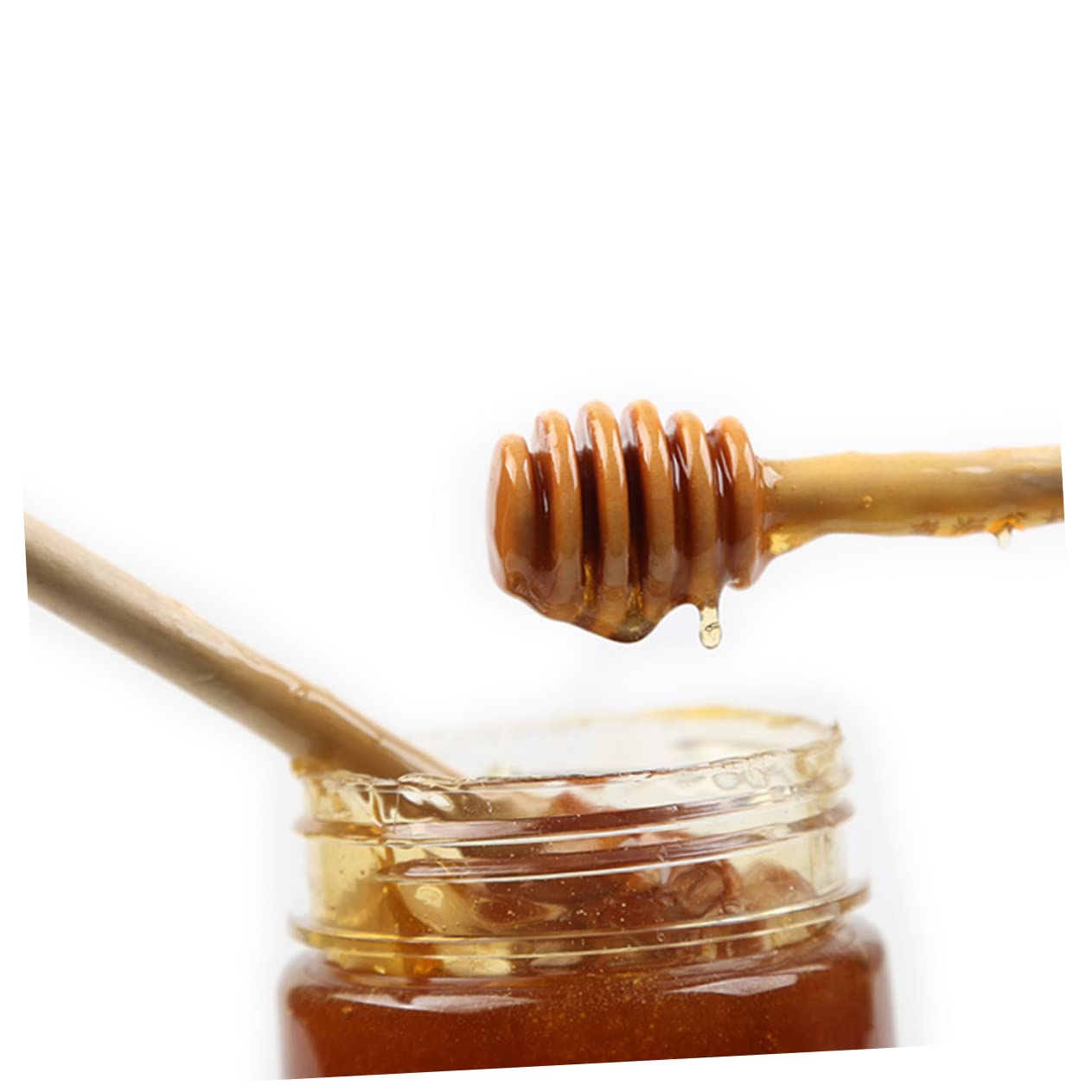 OKUMEYR 30pcs Wooden Honey Stick Honey Spoon Dipper Jam Syrup Honey Ladle Honey Dispenser Honey Pot Rod Honey Scooper Honey Spoons Stick Mini Honeycomb Stick for Honey Jar Mini Comb