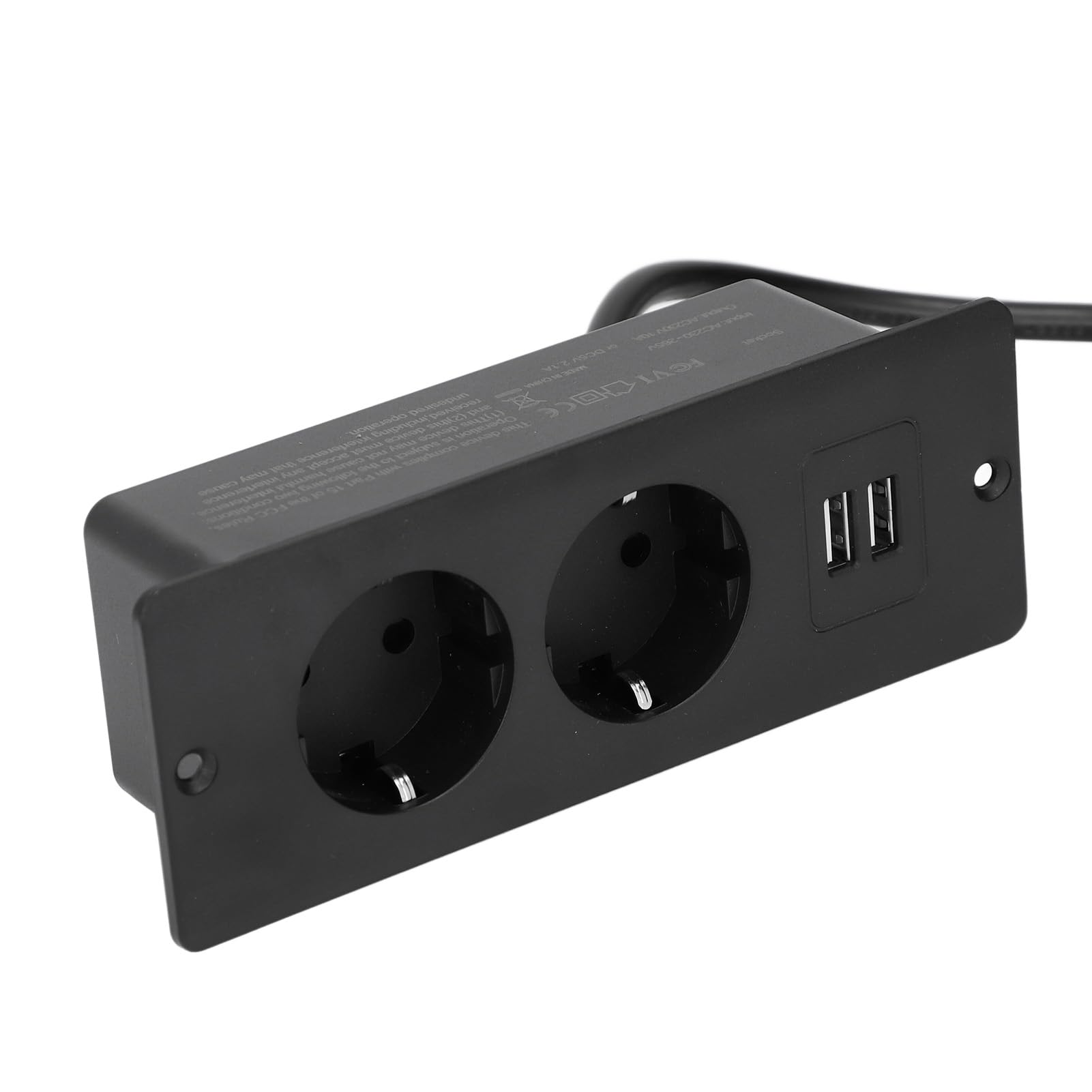 Presa Tavolo Nascosta, Presa Multipla Incasso Sottile 2 Prese CA 2 Porte USB, Presa Scrivania per Mobili con Cavo 1,8 M per Ufficio Domestico (BLACK)