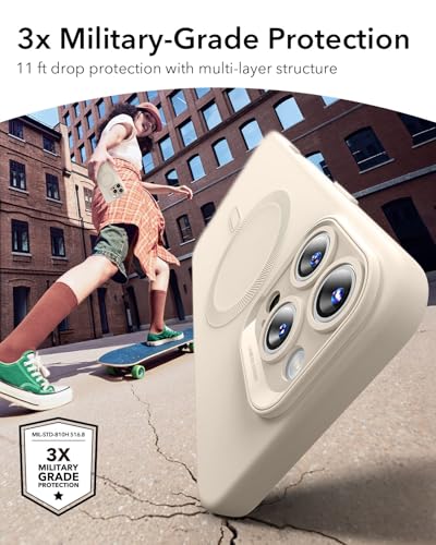 Image of ESR for iPhone16 Pro Max Case with MagSafe, Supports Magnetic Charging, Smooth & Slim Silicone Case, Shockproof, Full Screen and Camera Protection, Soft Microfiber Lining,Light Tan